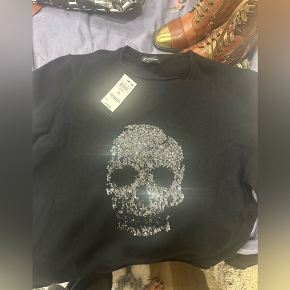 Cashmere Blend INC skull black sweater! - Picture 1 of 3